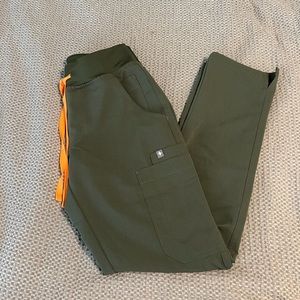 Figs yola pants in moss green.